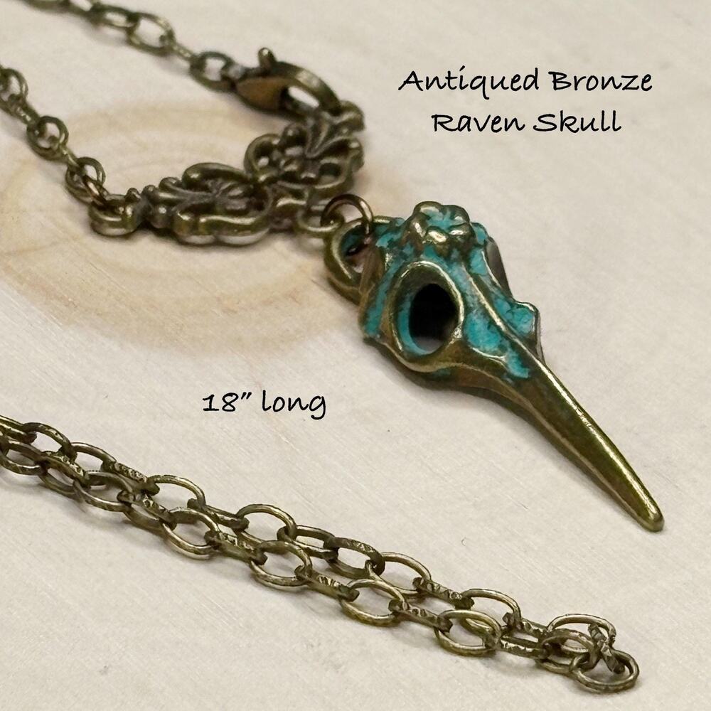 Handmade Patina Raven Necklace